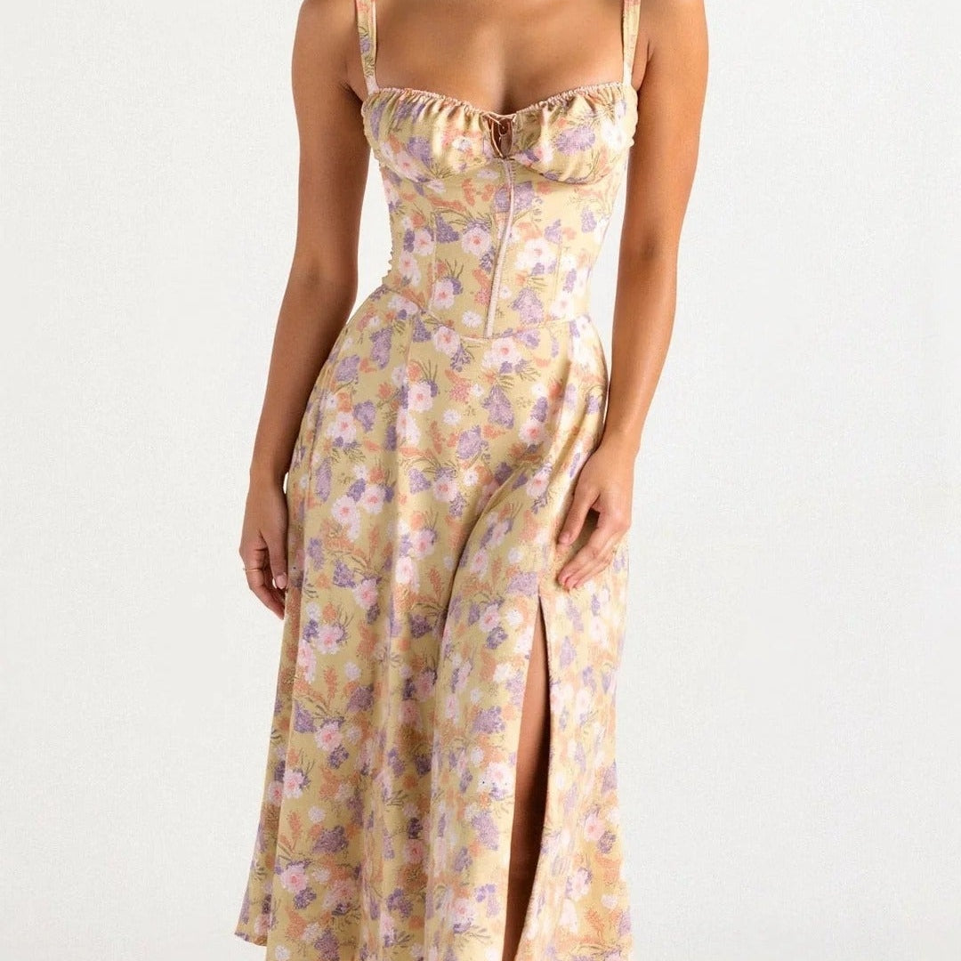 Aurazio Vestito Midi con Busto Arricciato da Donna