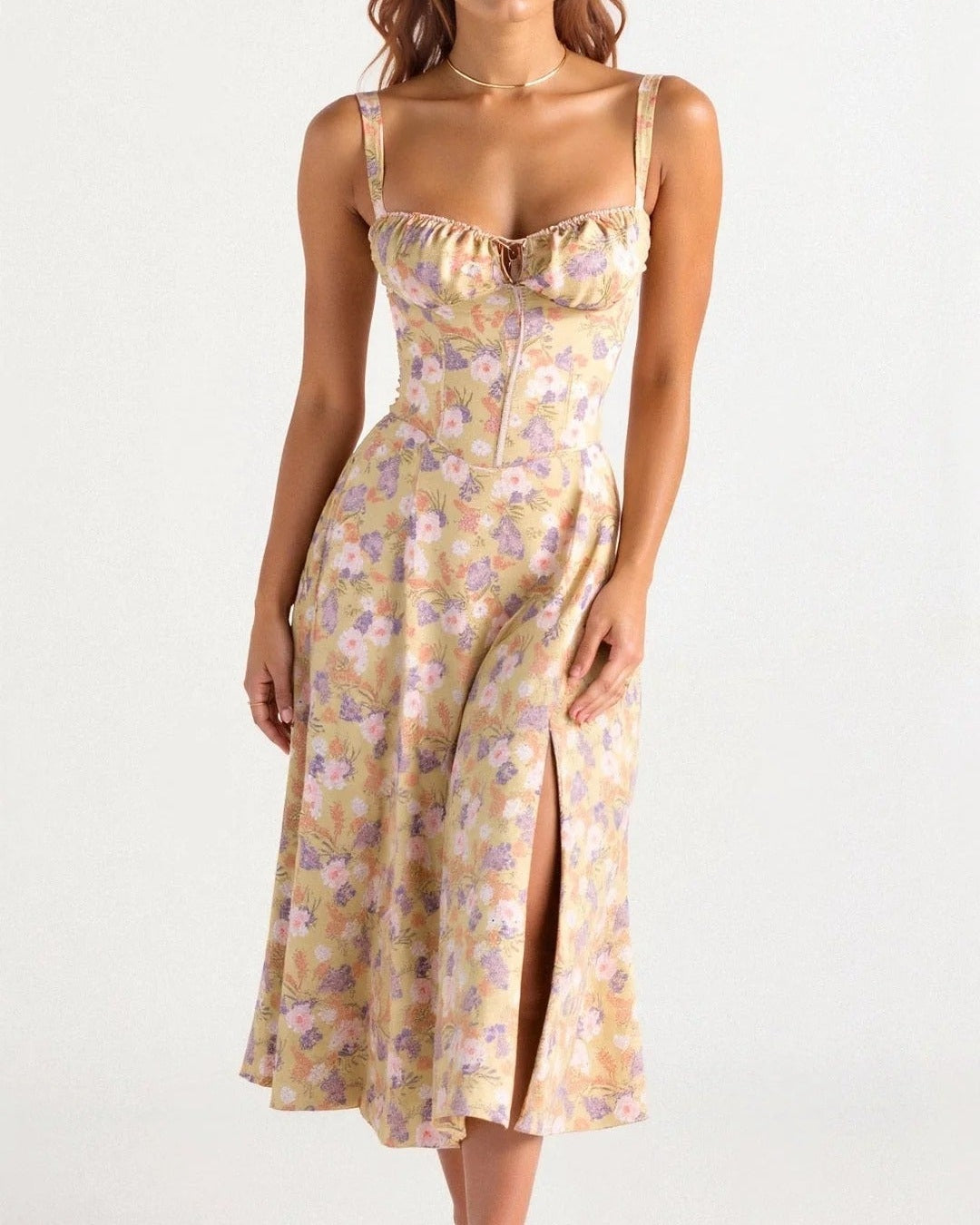 Aurazio Vestito Midi con Busto Arricciato da Donna