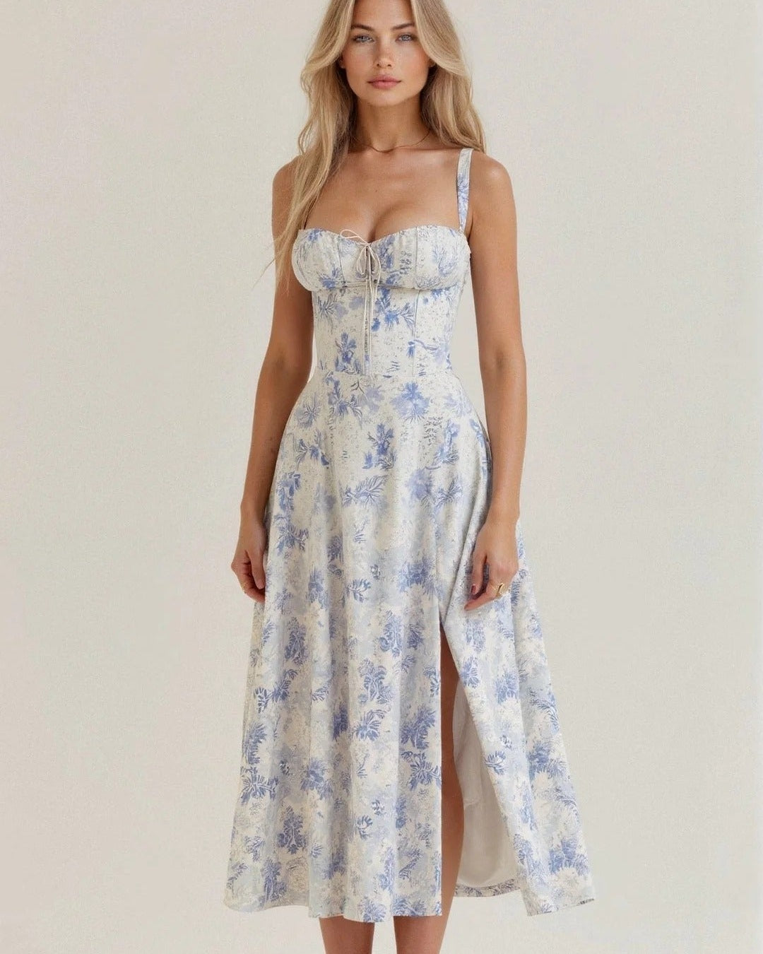 Aurazio Vestito Midi con Busto Arricciato da Donna