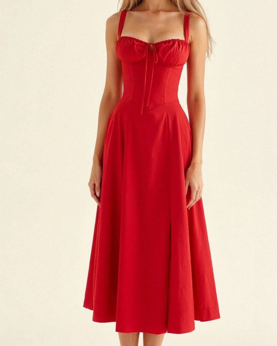 Aurazio Vestito Midi con Busto Arricciato da Donna