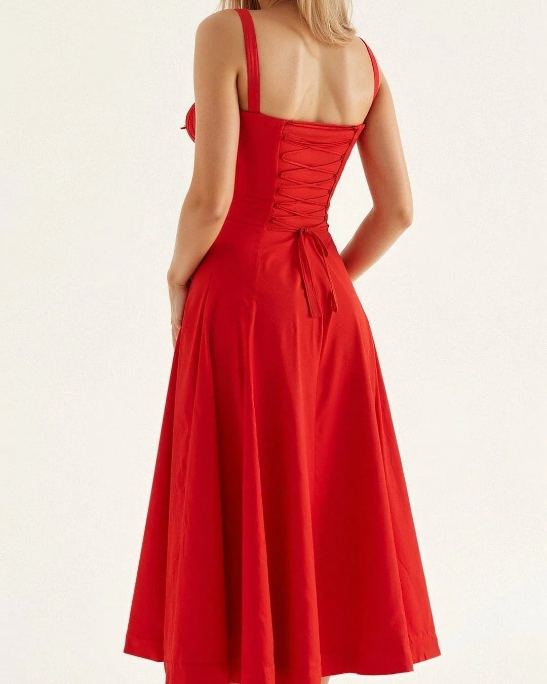 Aurazio Vestito Midi con Busto Arricciato da Donna