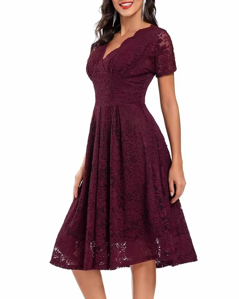 Aurazio Abito Midi con Dettaglio in Pizzo da Donna