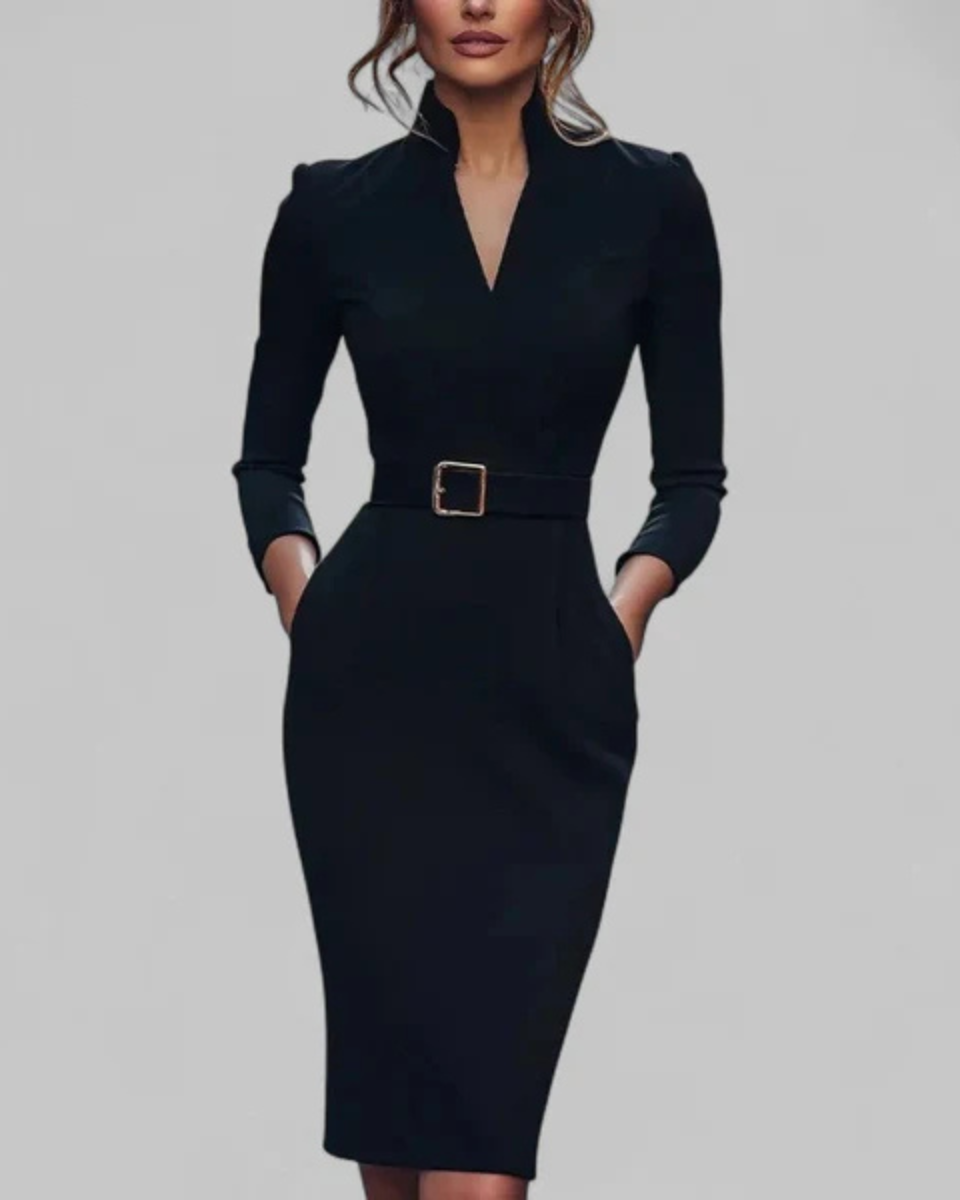 Aurazio Abito Midi Sartoriale con Cintura da Donna