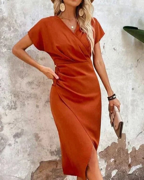 Aurazio Vestito Midi Drappeggiato da Donna