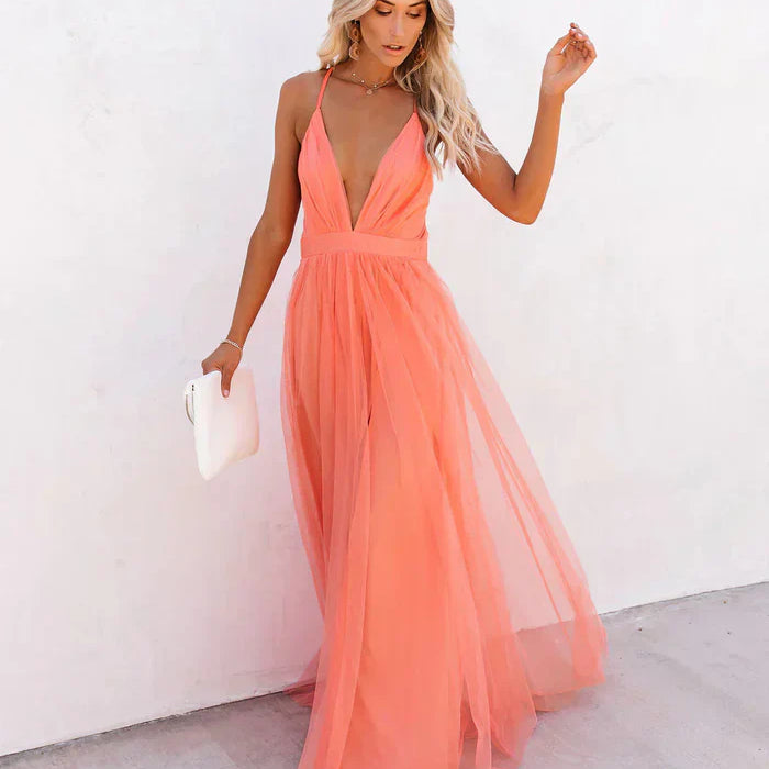 Aurazio Abito da Cerimonia con Scollo a V per Donna