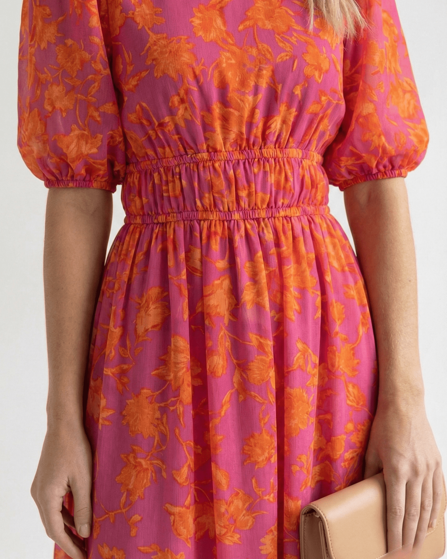 Abito Lungo Donna in Chiffon Scollo a V Elegante