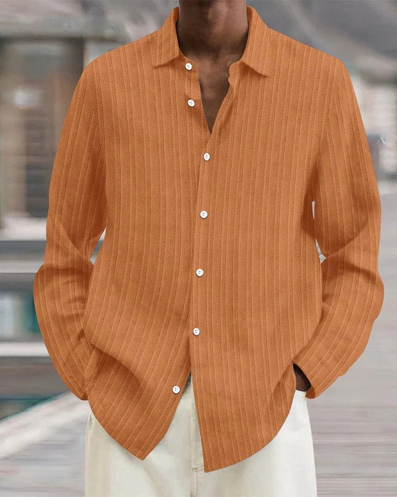 Aurazio Camicia a Bottoni a Costine da Uomo