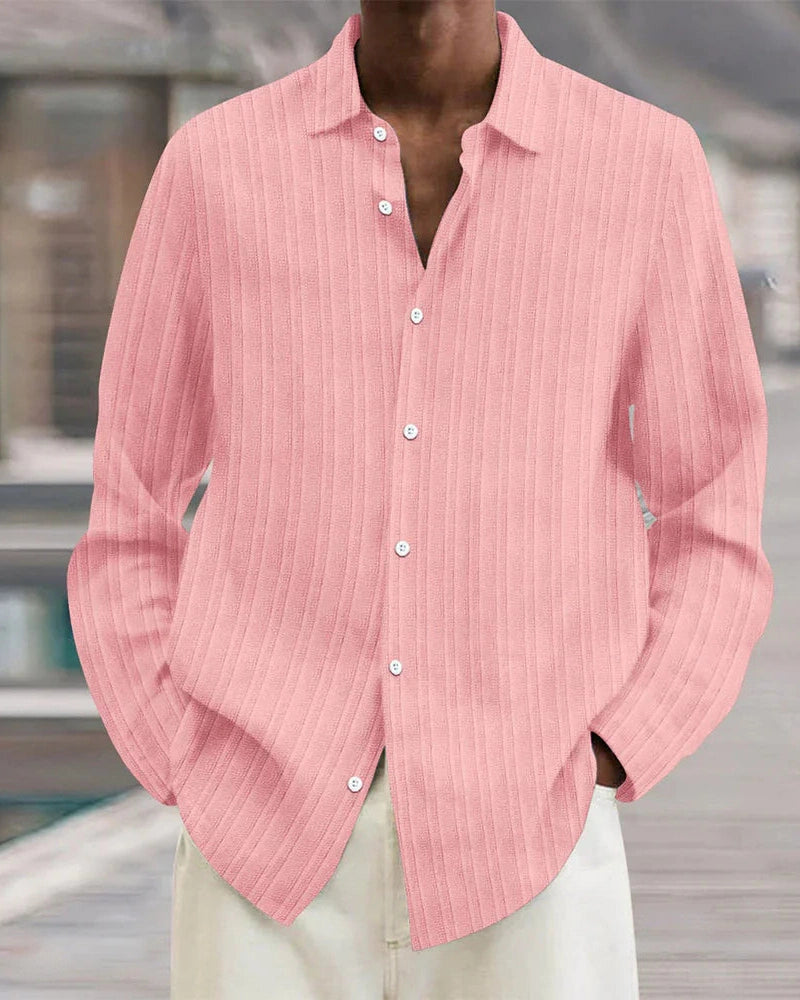 Aurazio Camicia a Bottoni a Costine da Uomo