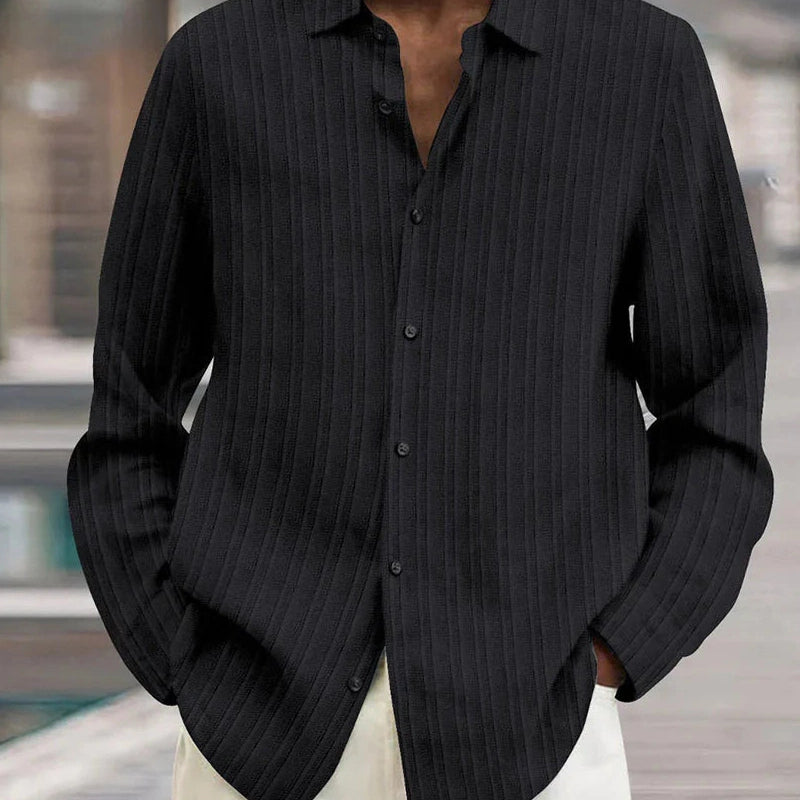 Aurazio Camicia a Bottoni a Costine da Uomo