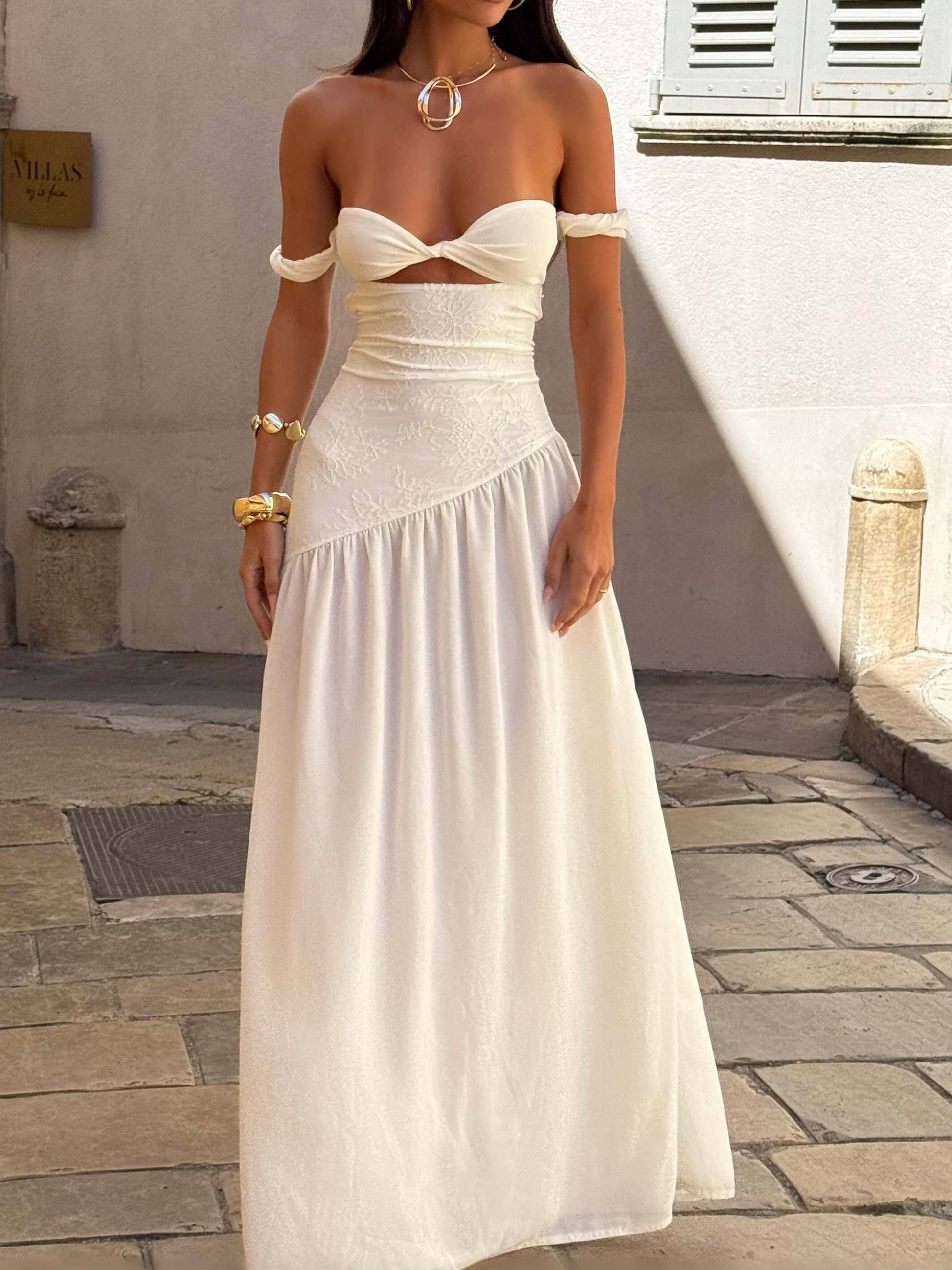 Aurazio Vestito Maxi con Apertura Frontale da Donna