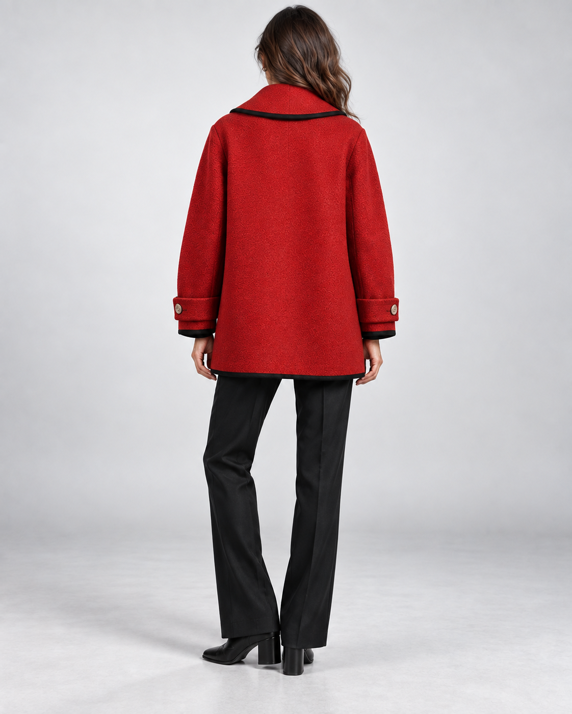 Cappotto Donna Corto Oversize Collo a Scialle Linea Swing
