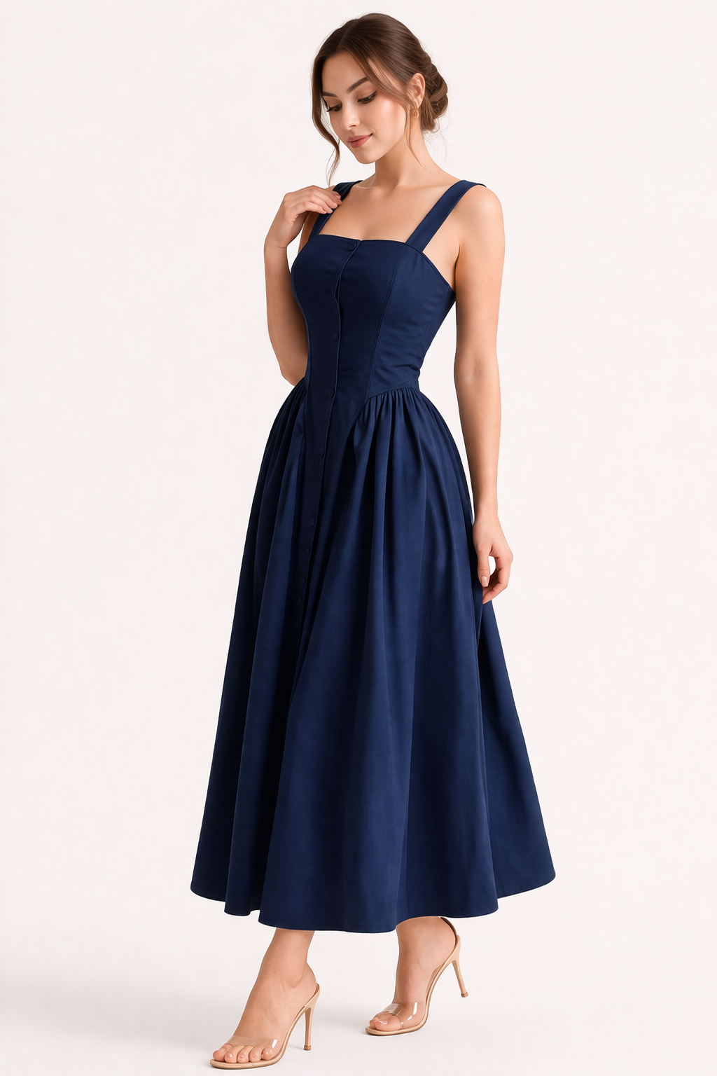 Abito Midi Donna con Spalline Estivo Leggero Comodo