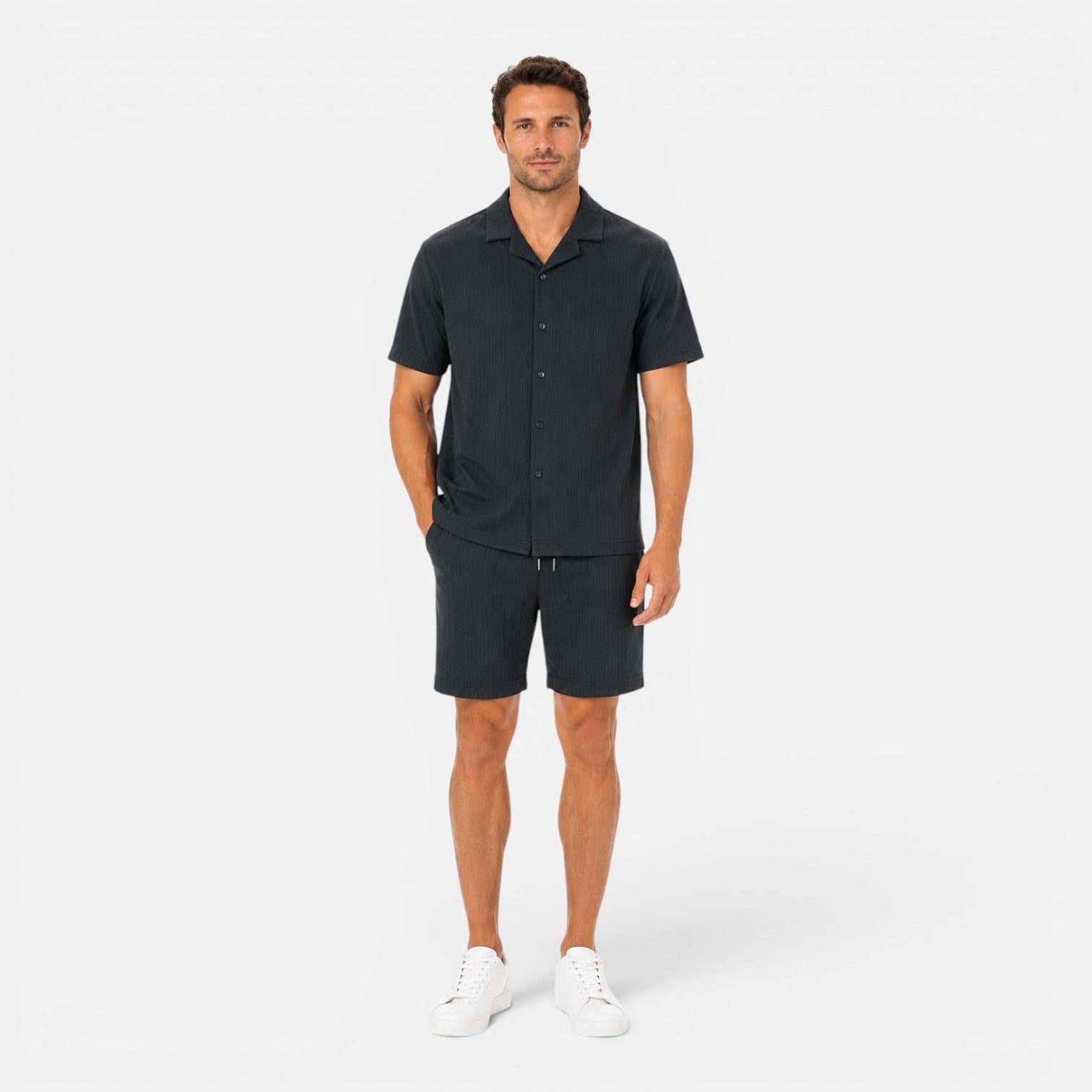 Completo Uomo Camicia Texturizzata e Shorts Leggero