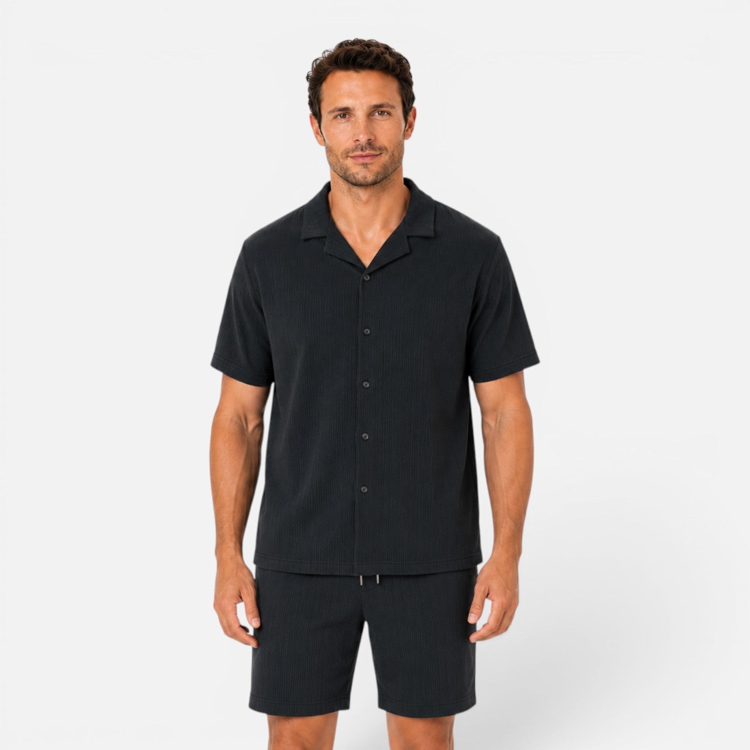 Completo Uomo Camicia Texturizzata e Shorts Leggero
