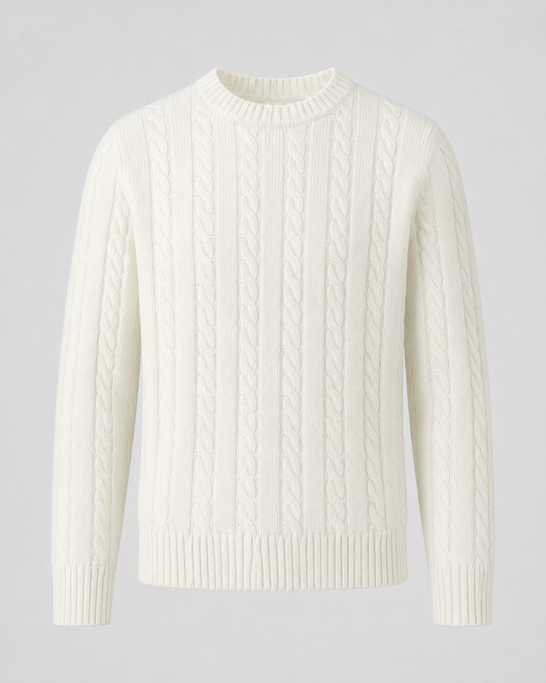 Maglione Uomo Girocollo in Maglia a Trecce Misto Cotone