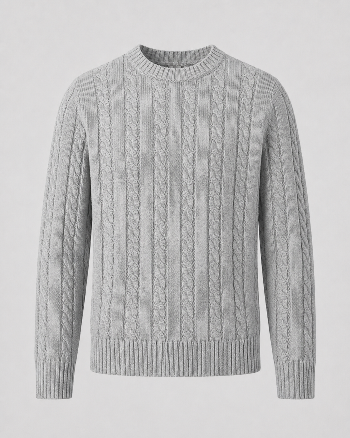 Maglione Uomo Girocollo in Maglia a Trecce Misto Cotone
