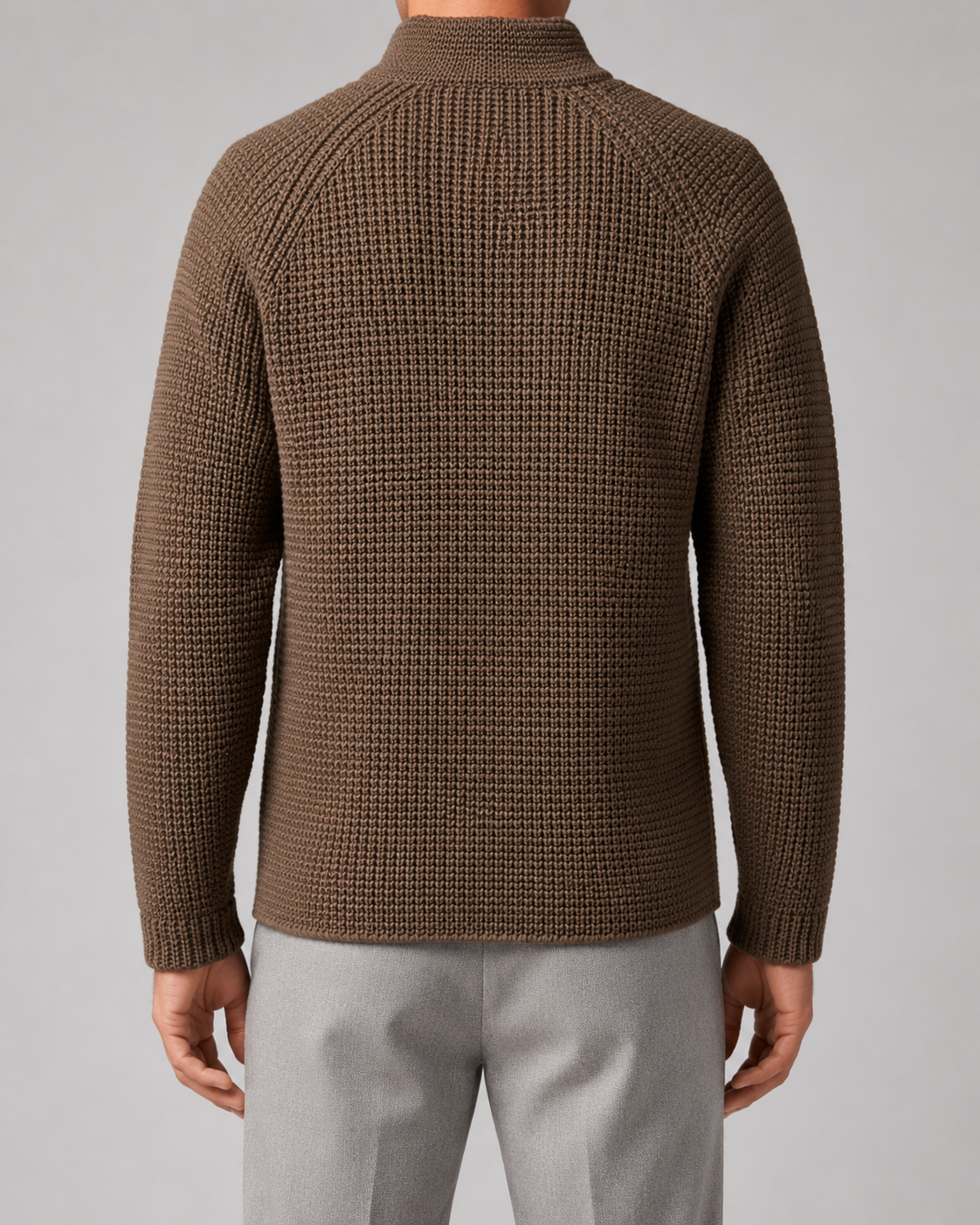 Cardigan Uomo in Maglia Grossa Collo Alto con Bottoni