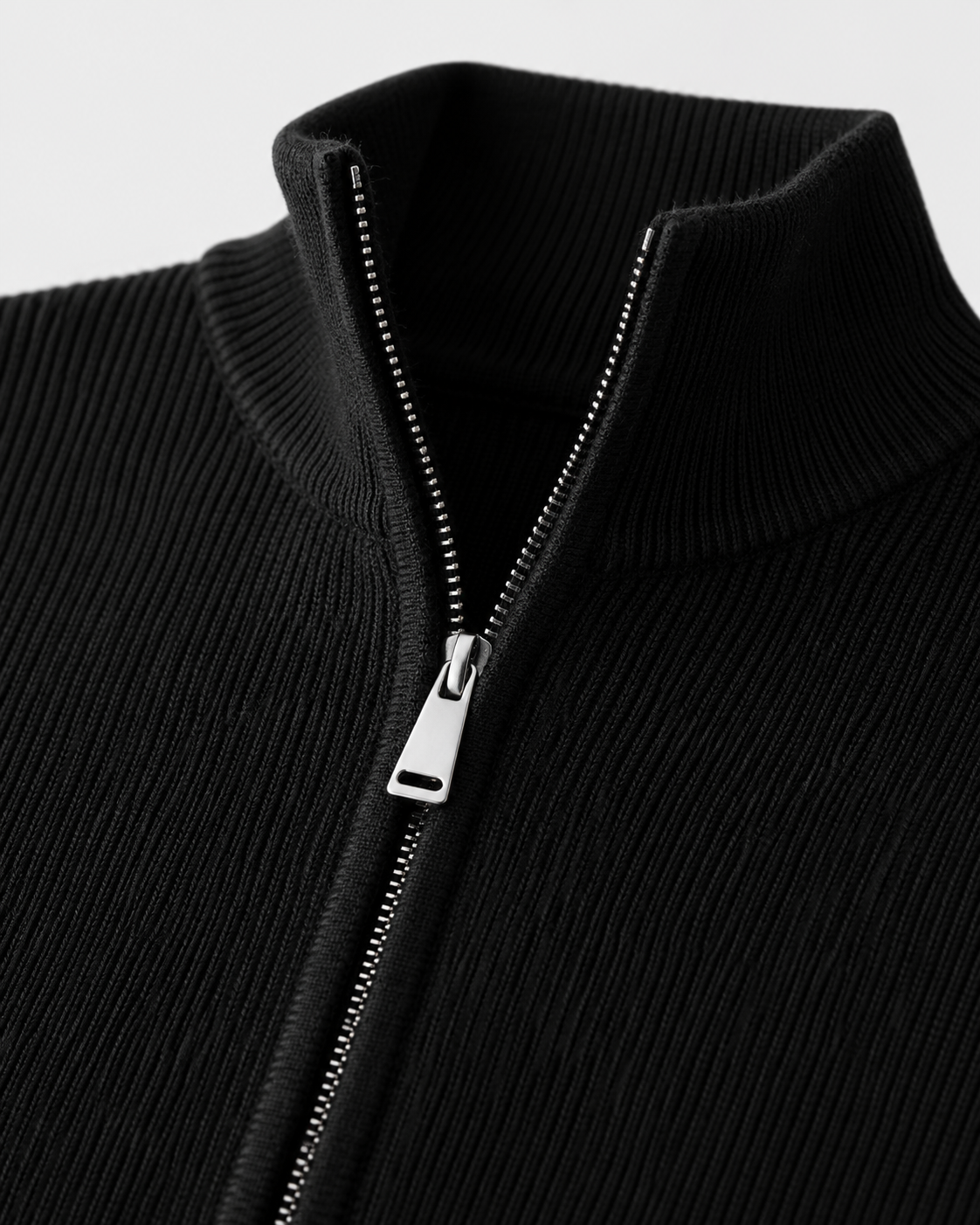 Cardigan Uomo con Zip Integrale e Collo Alto in Maglia