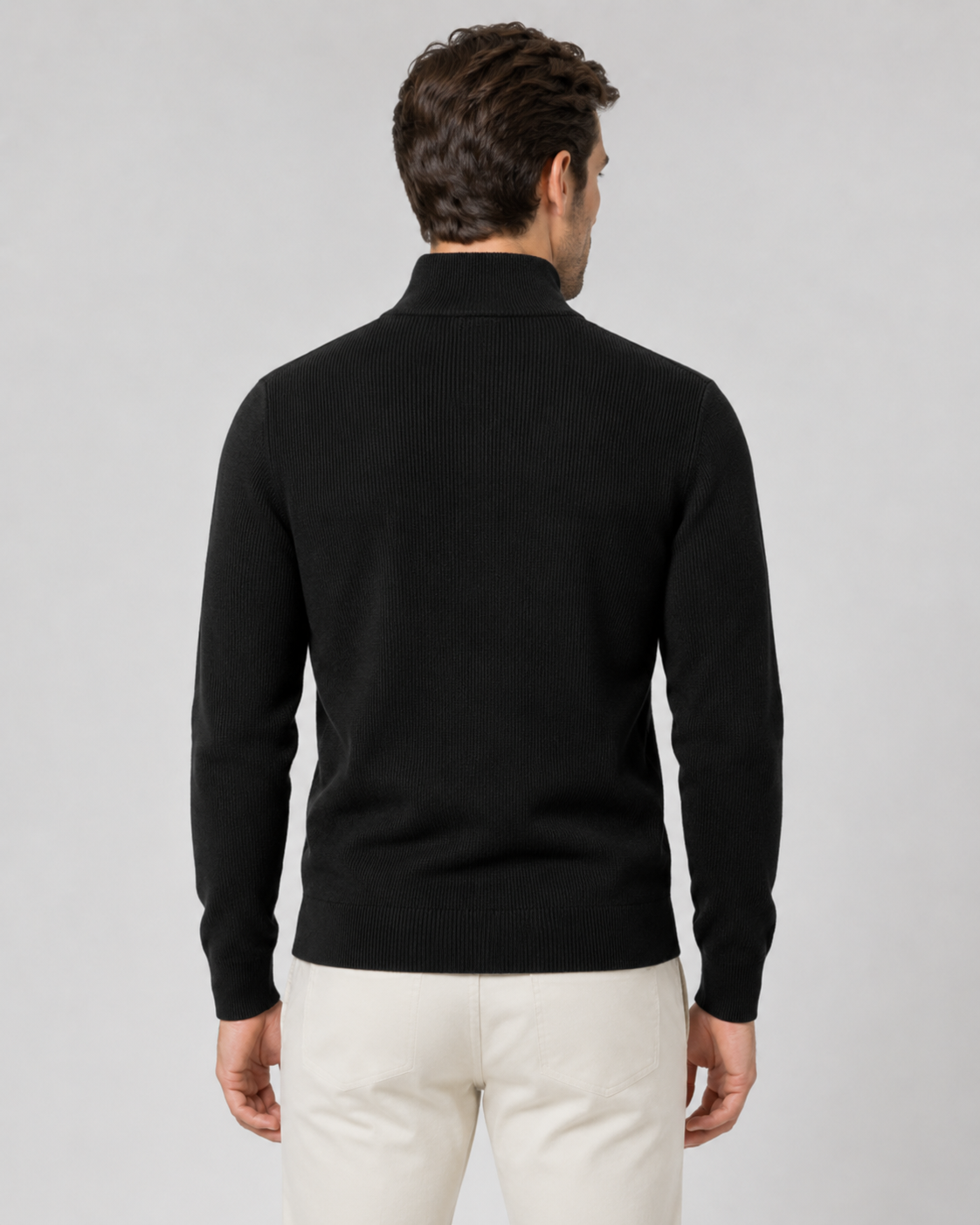 Cardigan Uomo con Zip Integrale e Collo Alto in Maglia