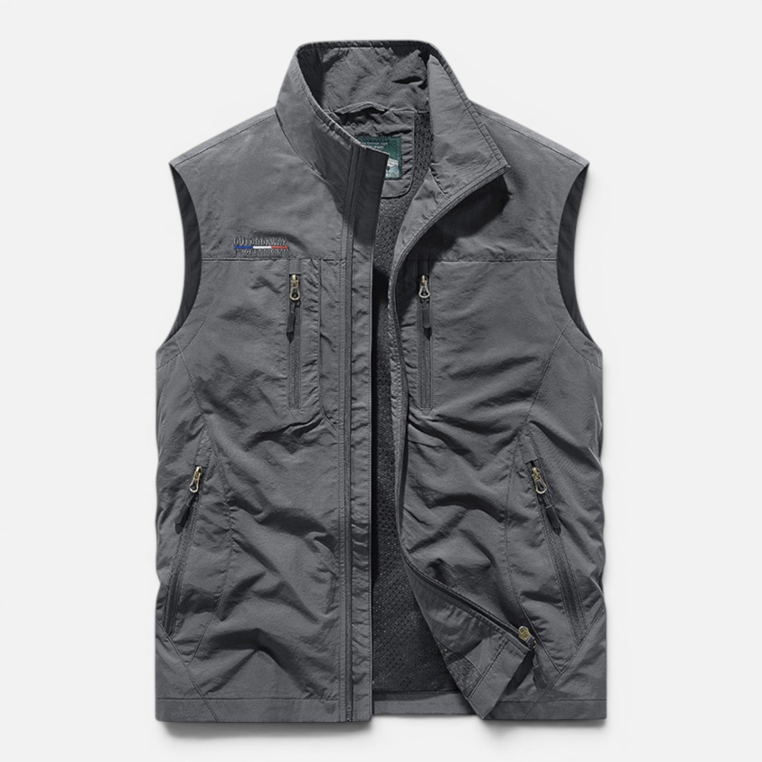 Gilet Uomo Multitasche con Zip Leggero Outdoor Smanicato
