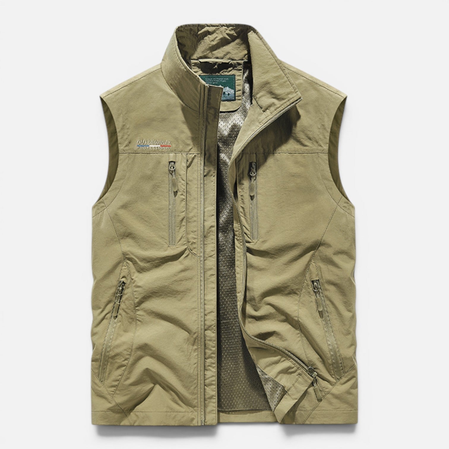 Gilet Uomo Multitasche con Zip Leggero Outdoor Smanicato