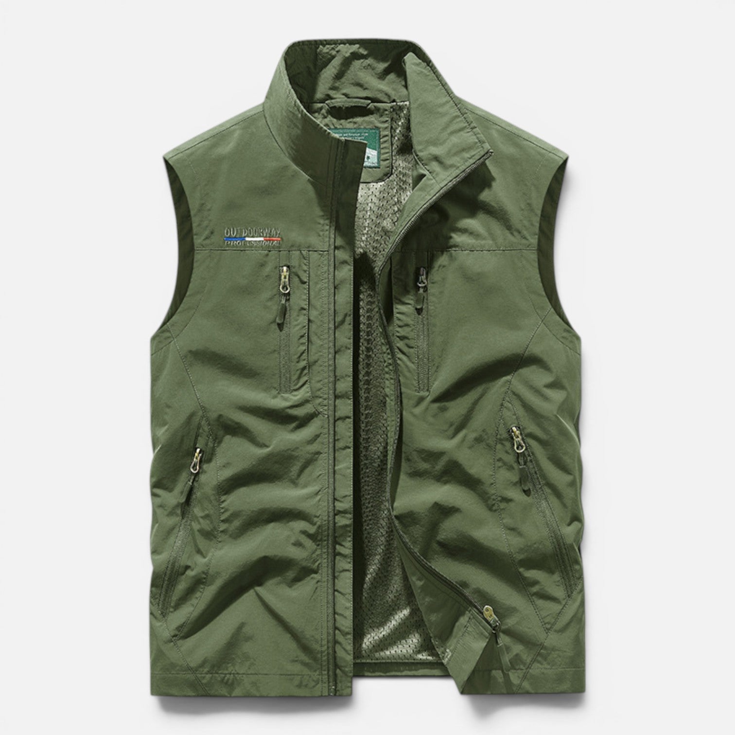 Gilet Uomo Multitasche con Zip Leggero Outdoor Smanicato