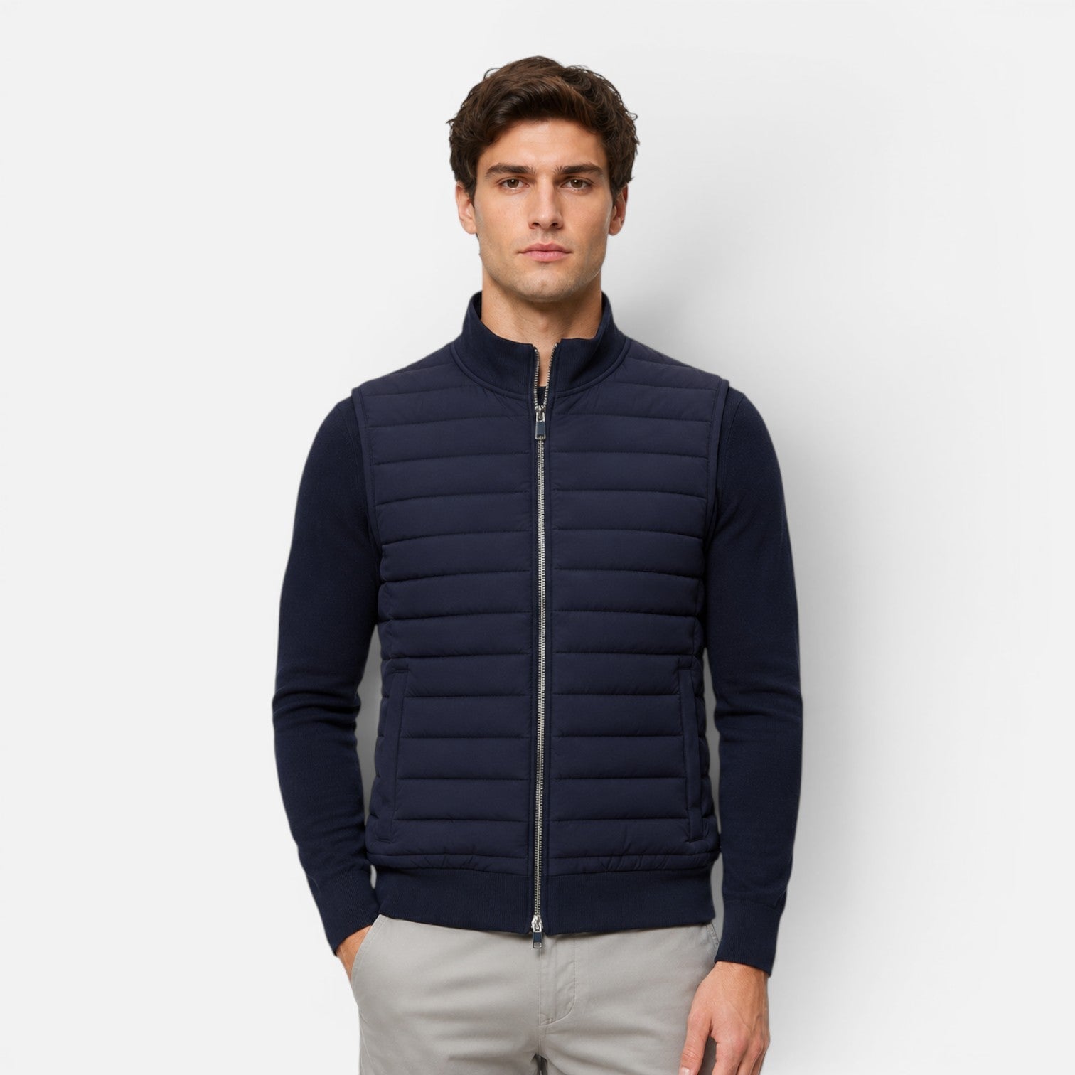 Gilet Trapuntato Uomo Leggero Smanicato con Zip Collo Alto