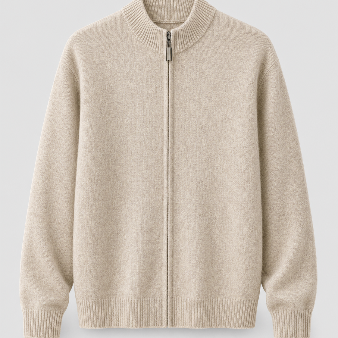Cardigan Uomo in Lana Merino con Zip Collo Alto