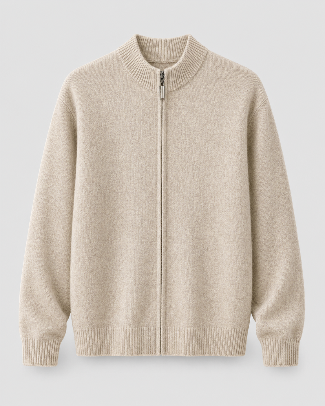 Cardigan Uomo in Lana Merino con Zip Collo Alto
