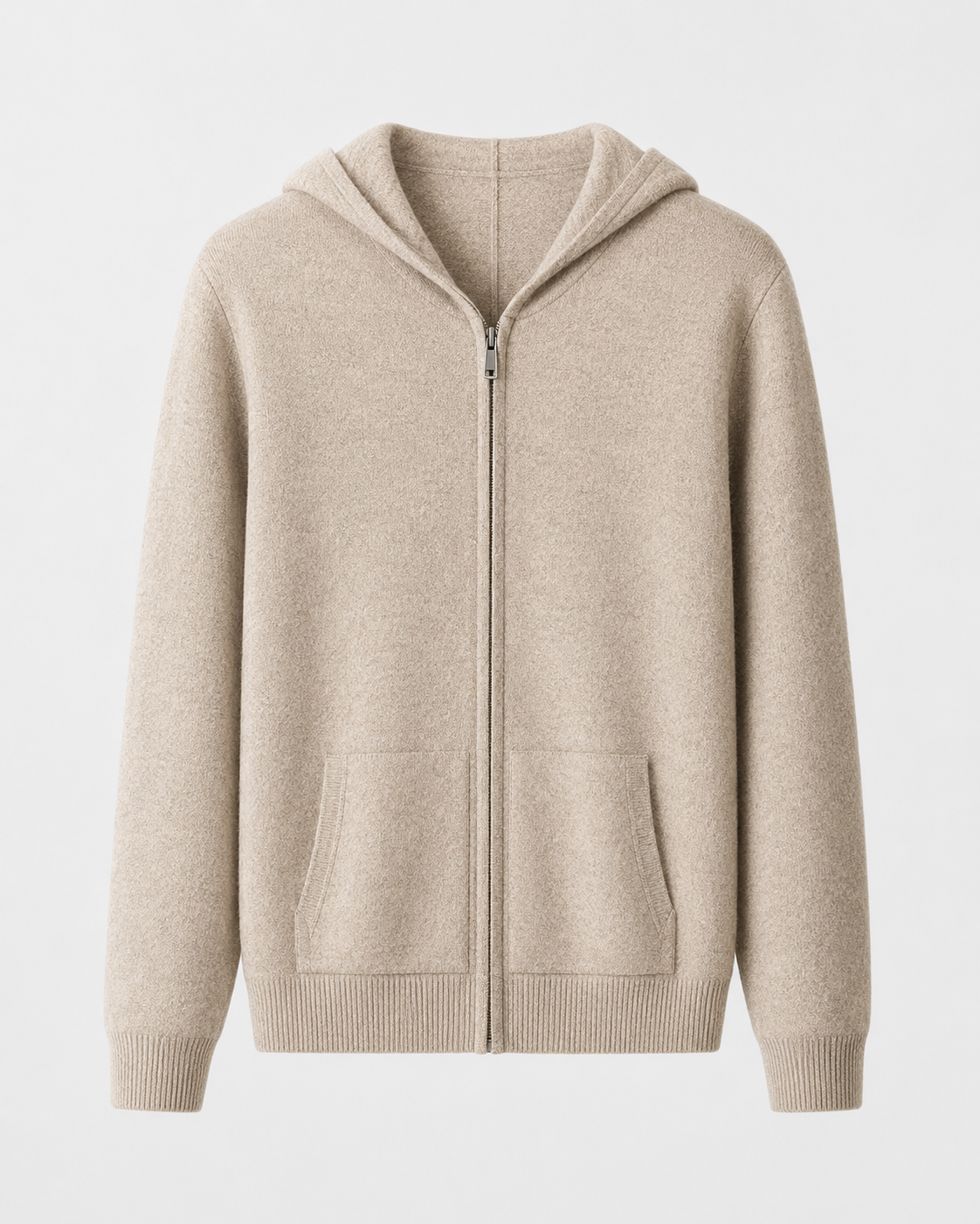 Maglione Uomo con Cappuccio in Lana Merino Full Zip Leggero