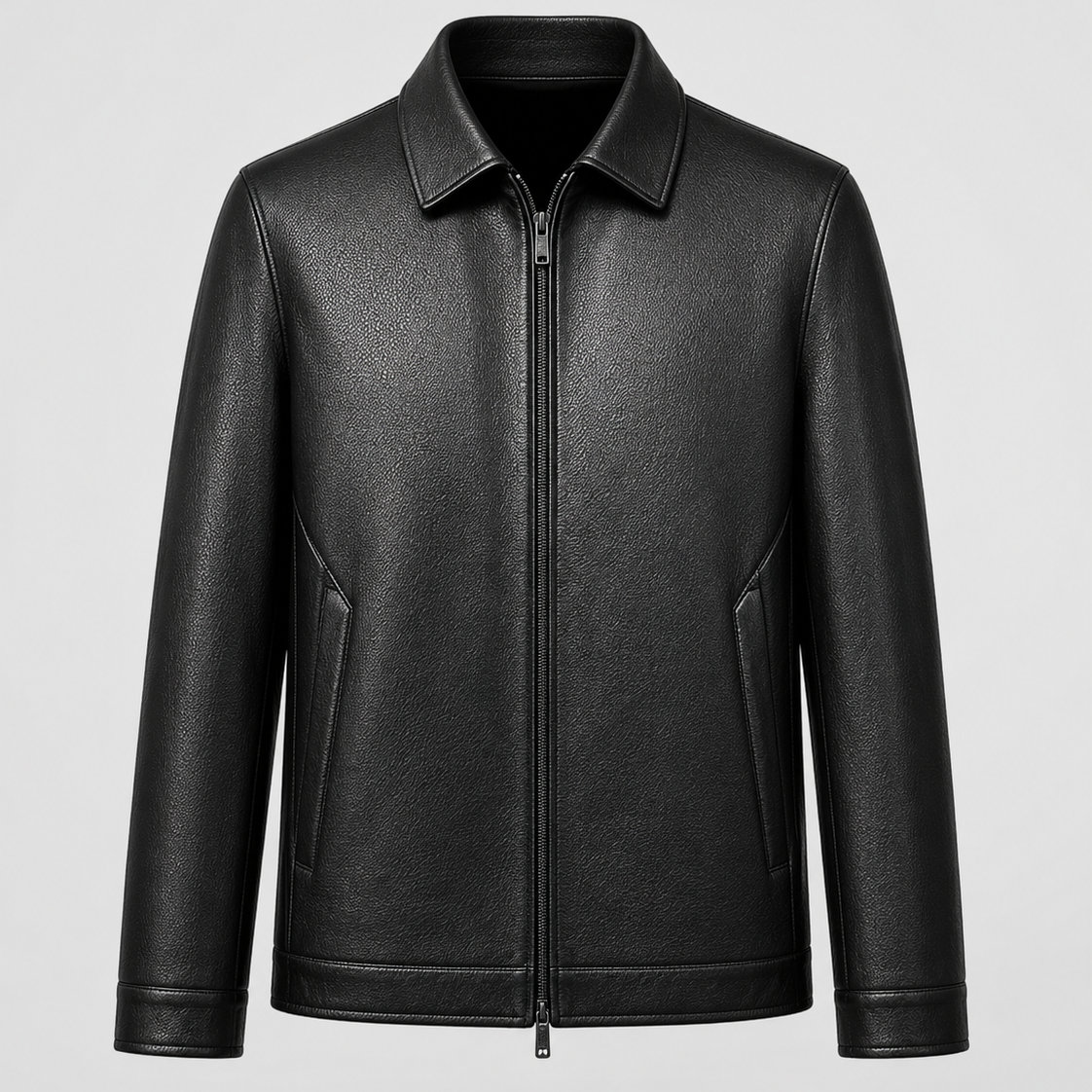 Giacca Uomo Effetto Pelle con Zip Colletto Classico