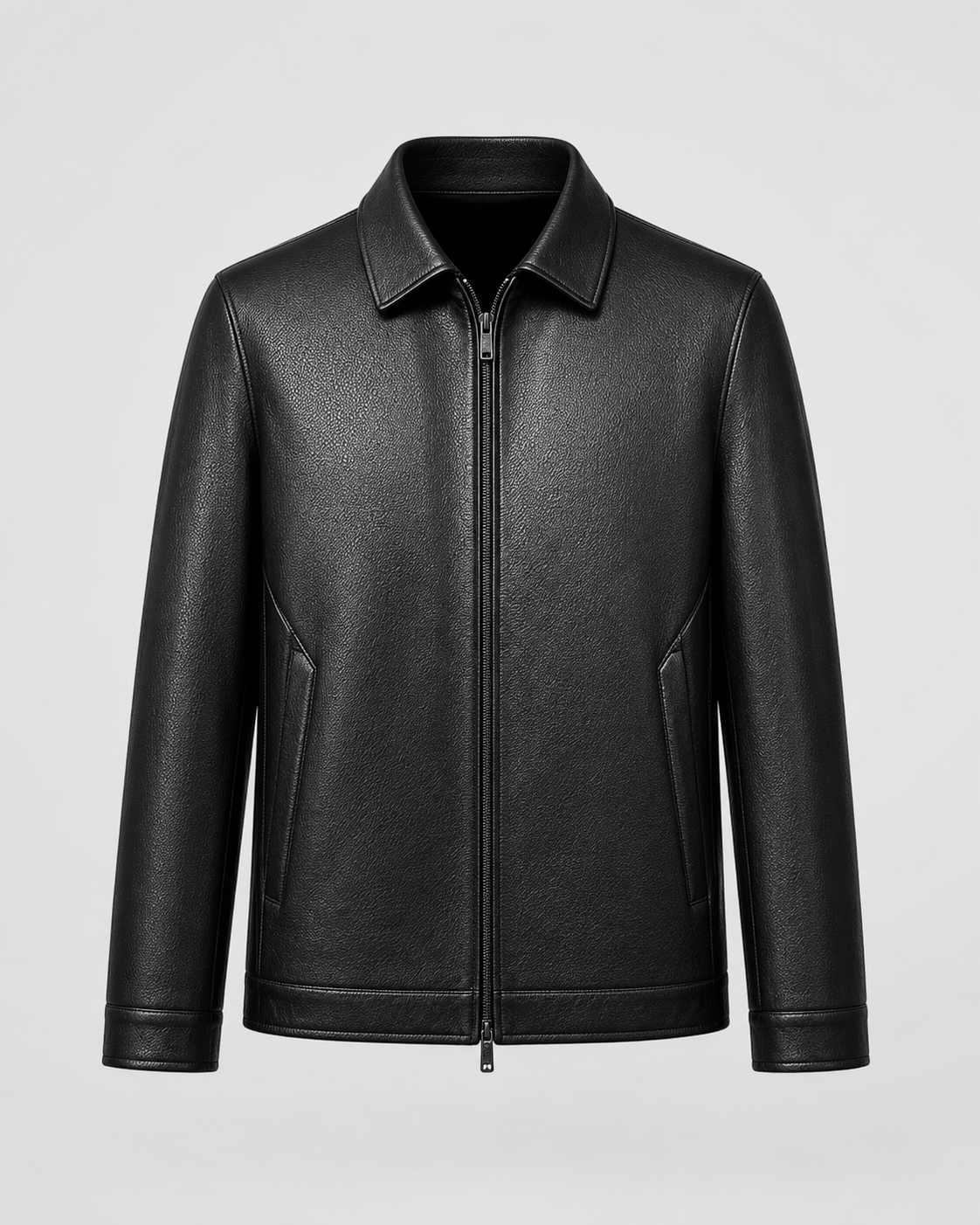 Giacca Uomo Effetto Pelle con Zip Colletto Classico