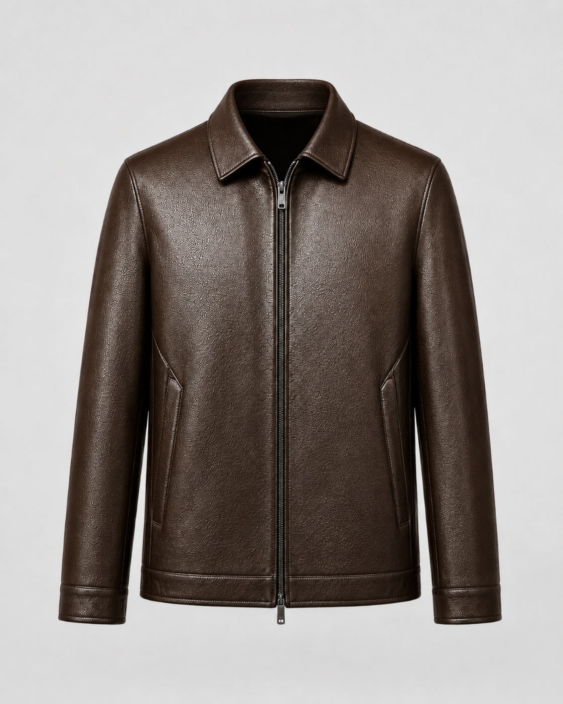 Giacca Uomo Effetto Pelle con Zip Colletto Classico