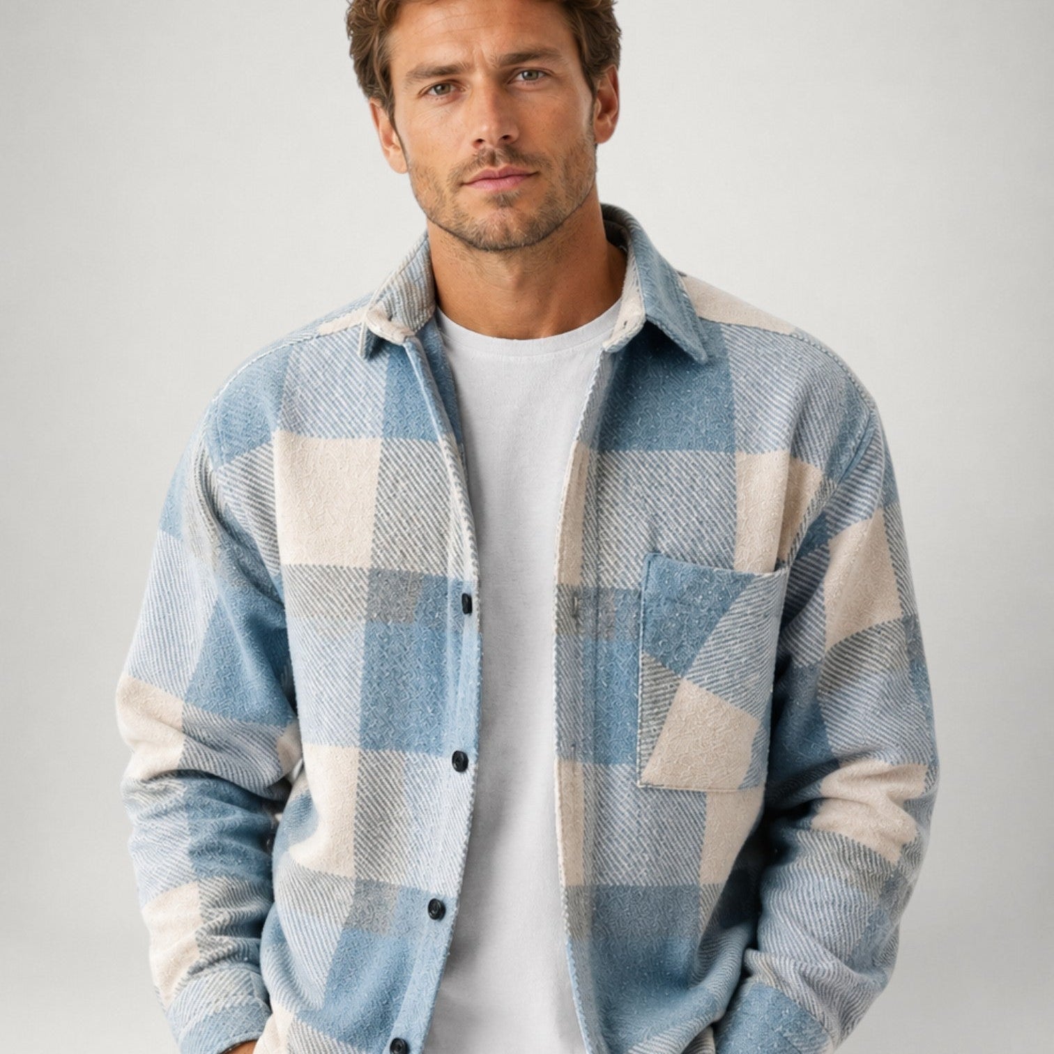 Camicia Uomo in Flanella a Quadri Maniche Lunghe