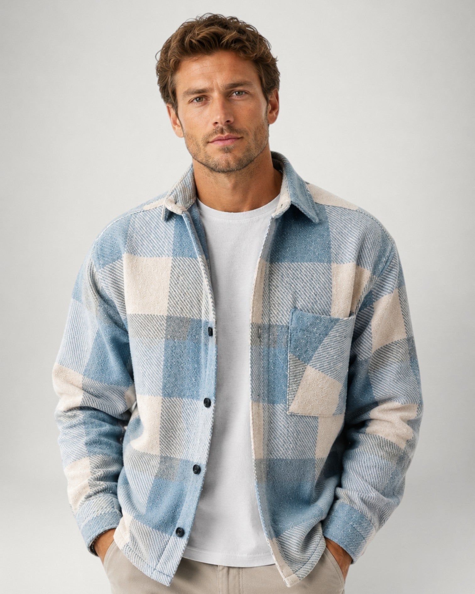 Camicia Uomo in Flanella a Quadri Maniche Lunghe
