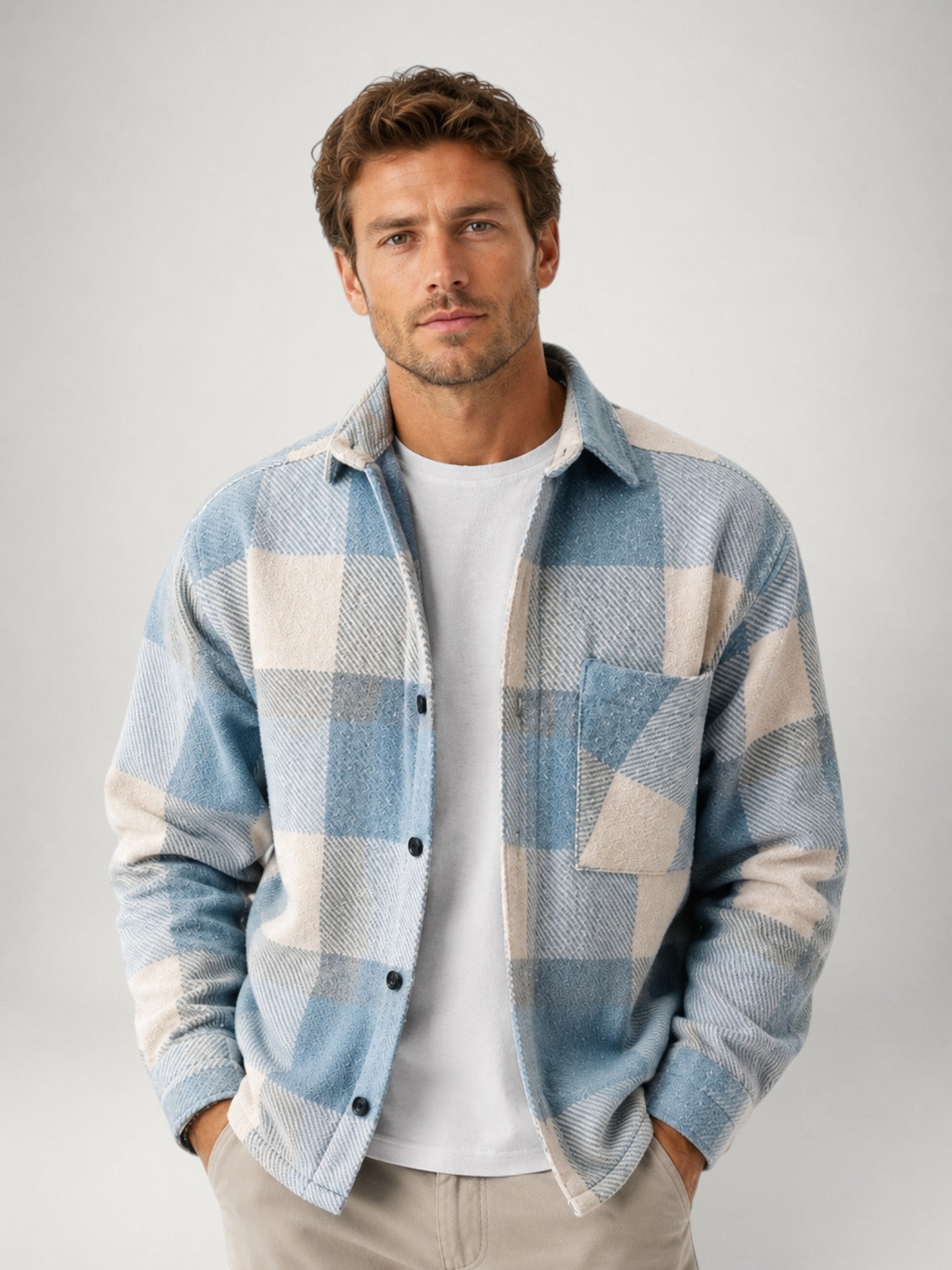 Camicia Uomo in Flanella a Quadri Maniche Lunghe