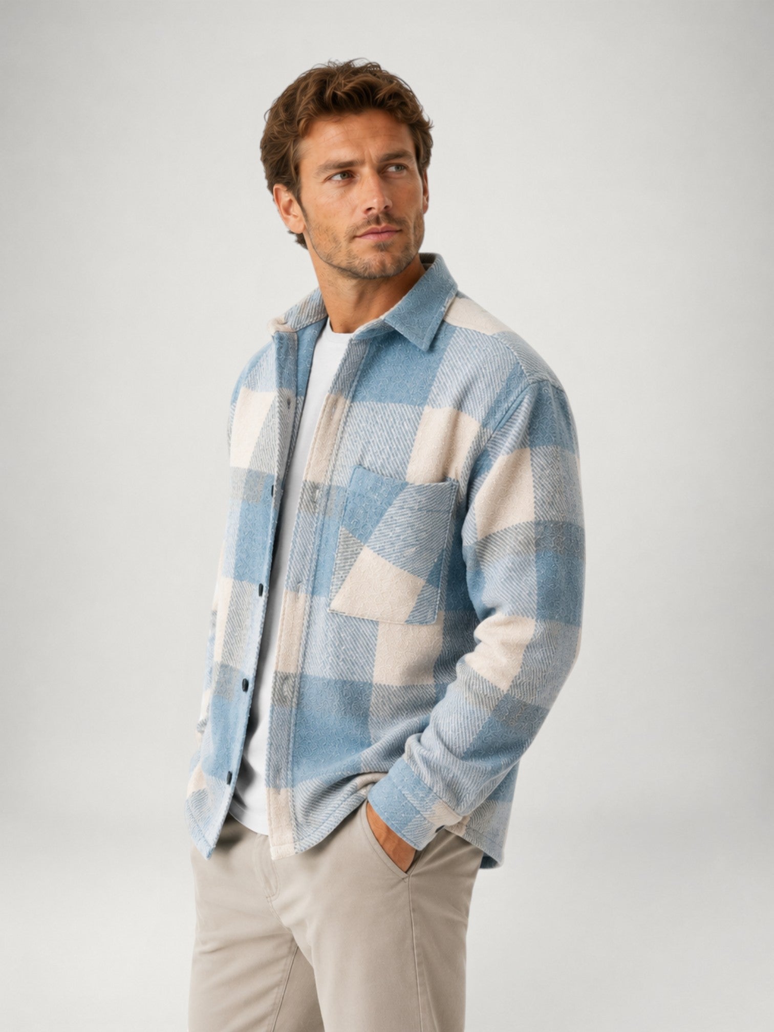Camicia Uomo in Flanella a Quadri Maniche Lunghe