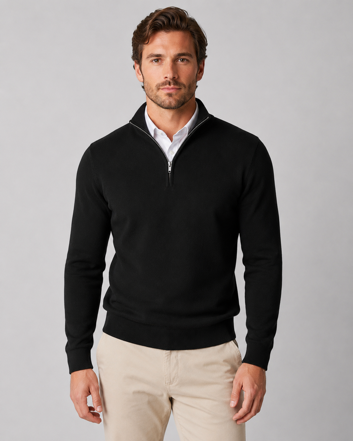 Maglione Uomo Mezza Zip in Maglia Morbida Classico