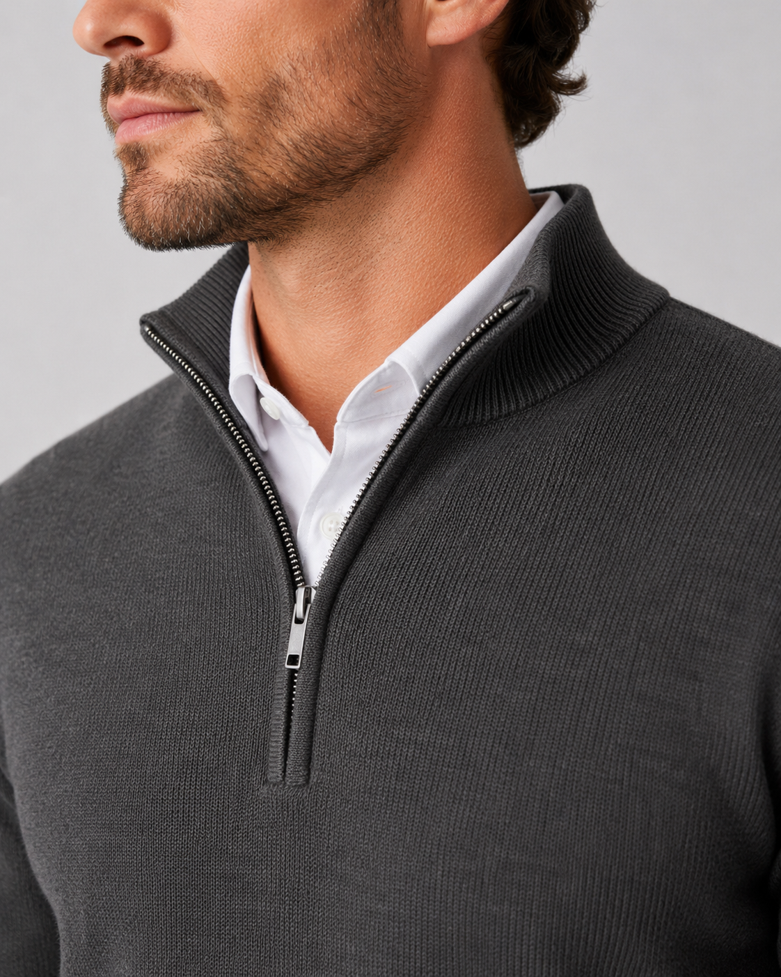 Maglione Uomo Mezza Zip in Maglia Morbida Classico