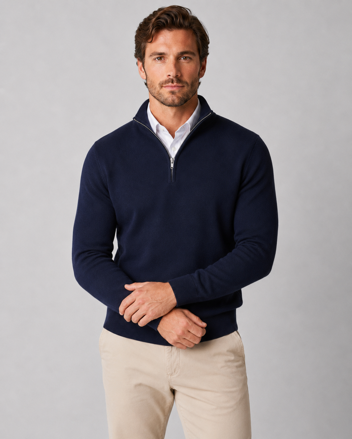 Maglione Uomo Mezza Zip in Maglia Morbida Classico