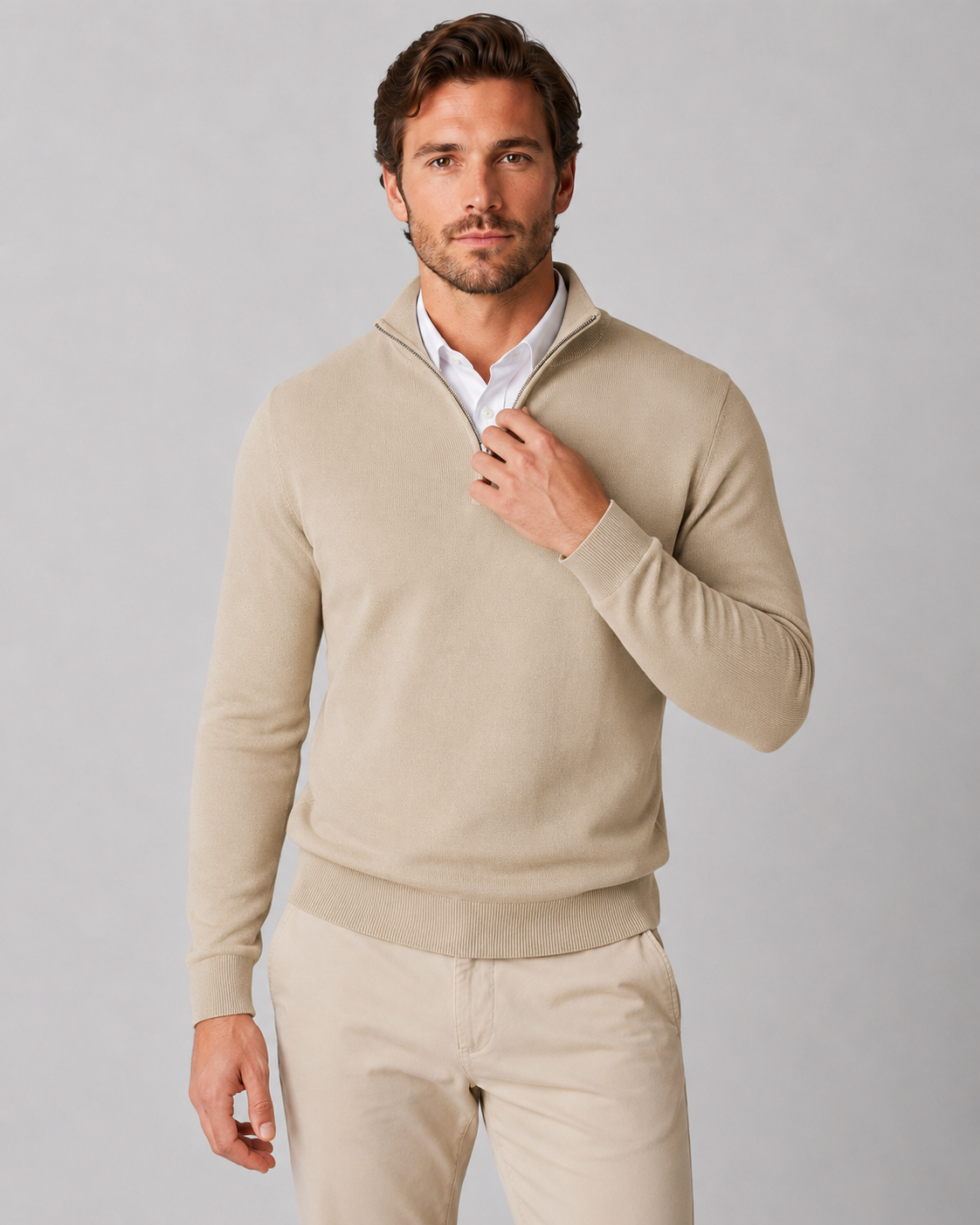 Maglione Uomo Mezza Zip in Maglia Morbida Classico