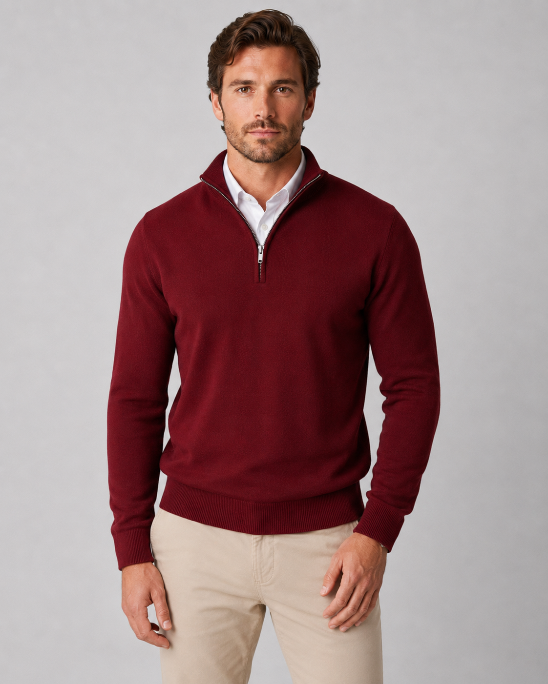 Maglione Uomo Mezza Zip in Maglia Morbida Classico