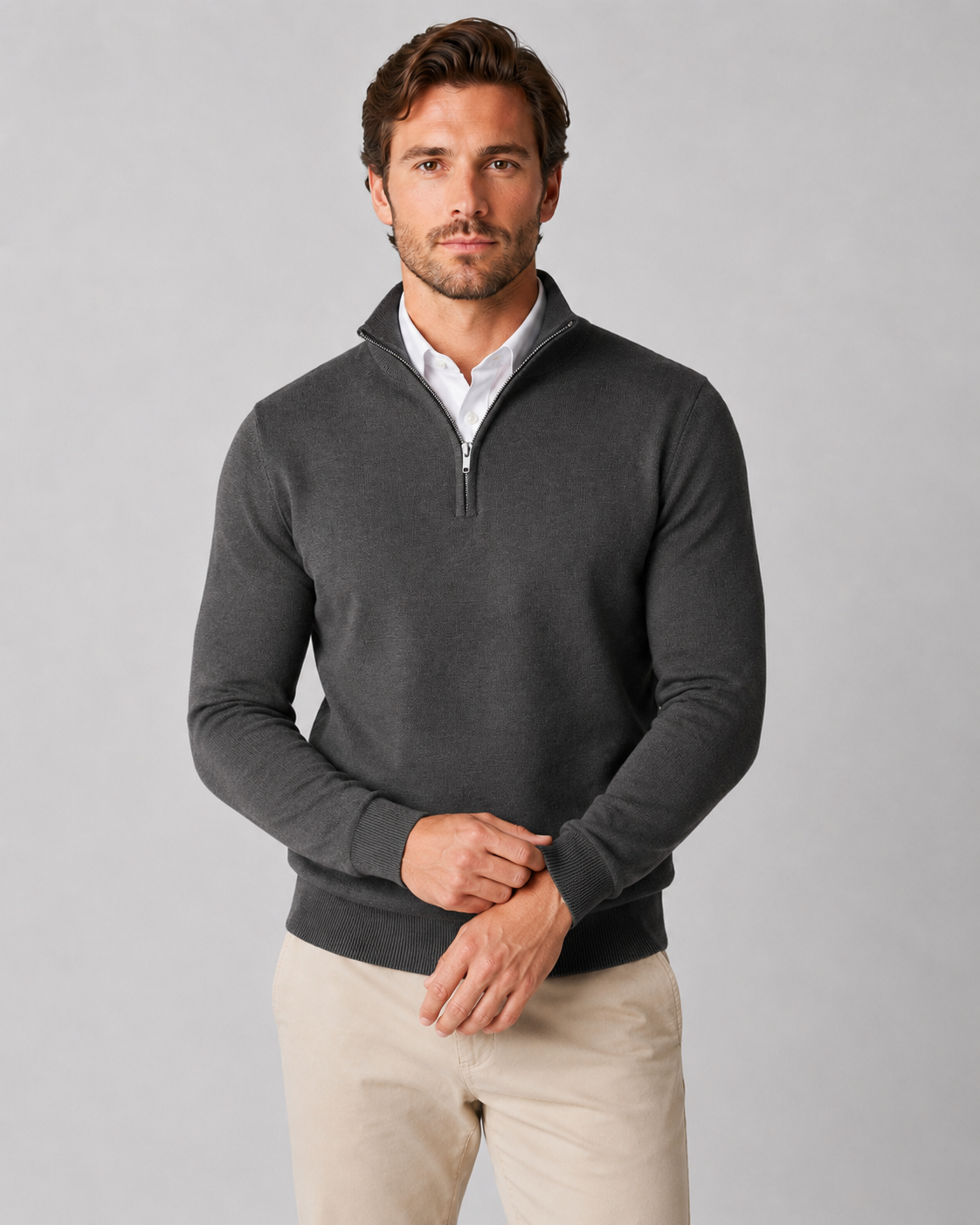 Maglione Uomo Mezza Zip in Maglia Morbida Classico