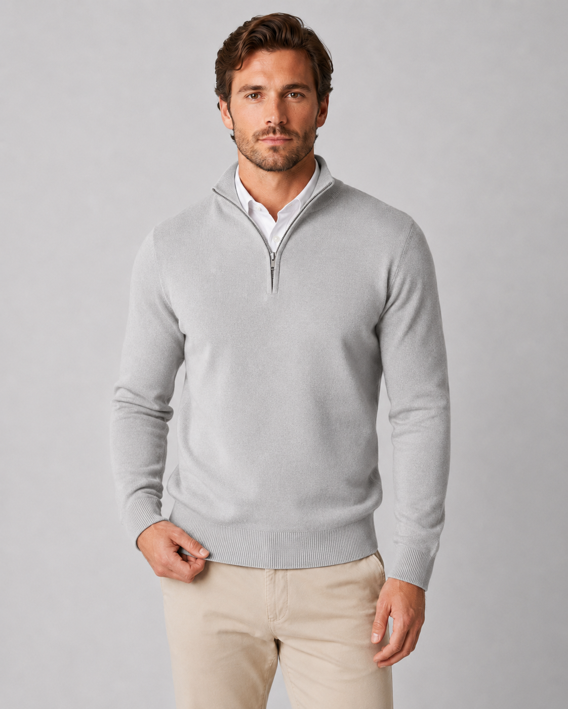 Maglione Uomo Mezza Zip in Maglia Morbida Classico