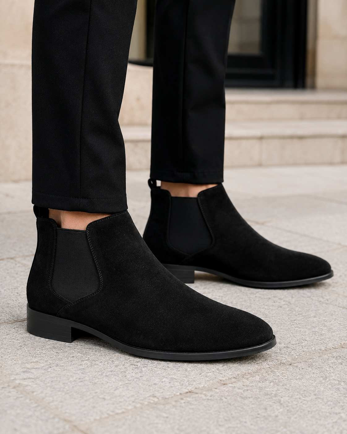 Stivaletti Chelsea Uomo Effetto Camoscio Slip-On
