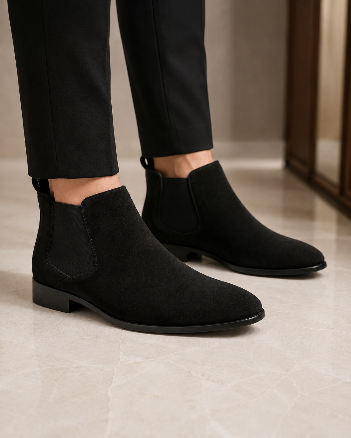 Stivaletti Chelsea Uomo Effetto Camoscio Slip-On