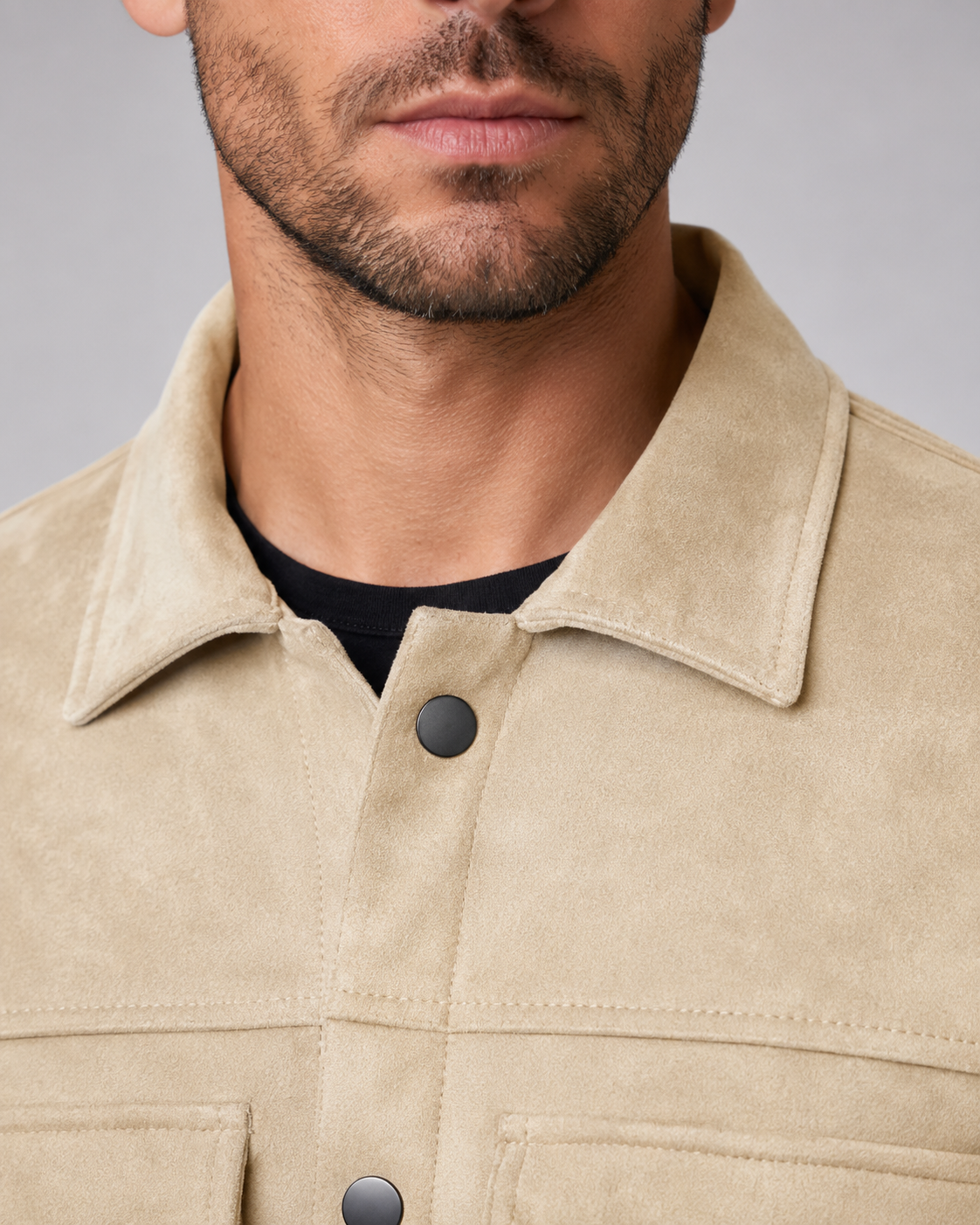 Giacca Camicia Uomo Effetto Camoscio Slim Utility
