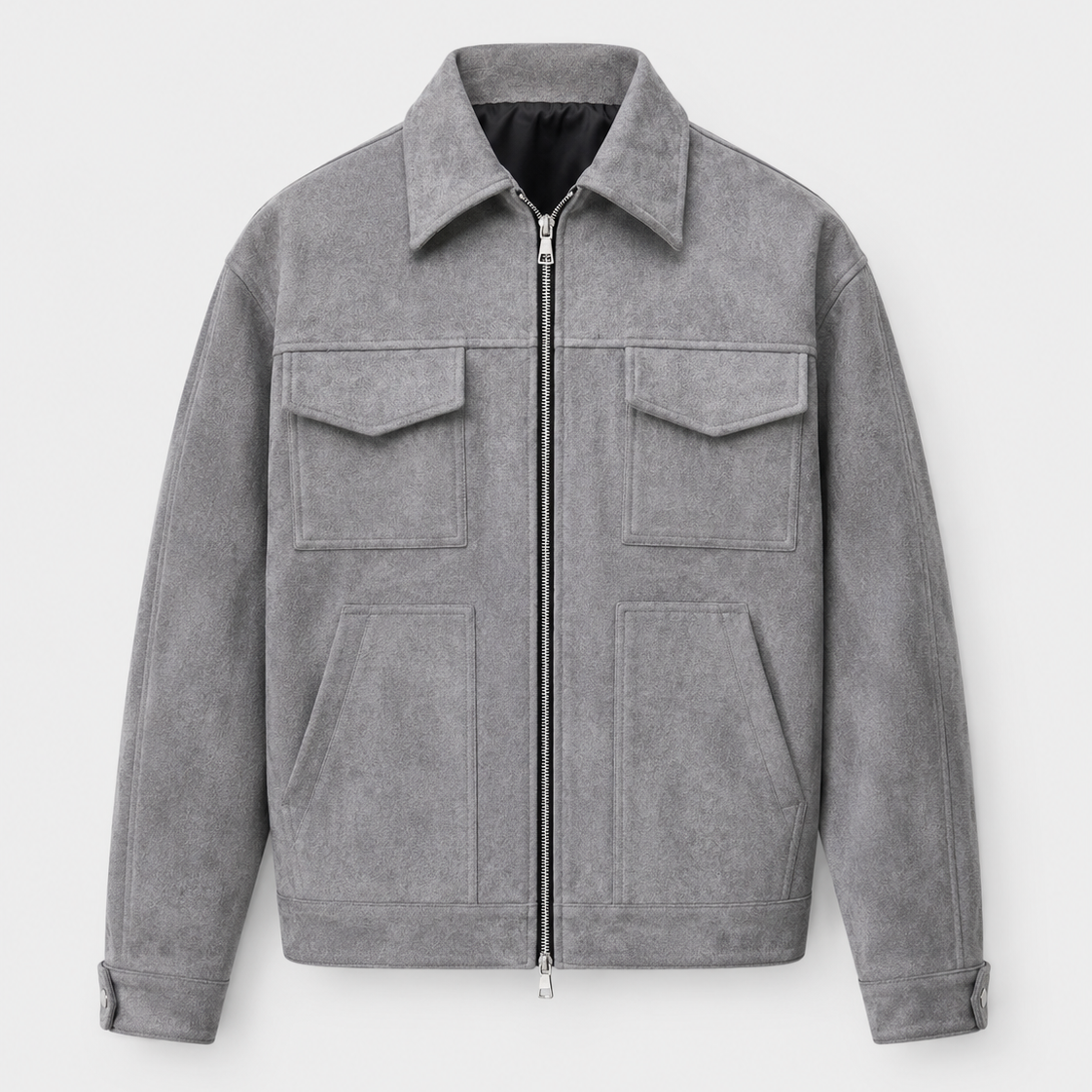 Giacca Uomo Utility in Camoscio Loose Fit con Zip