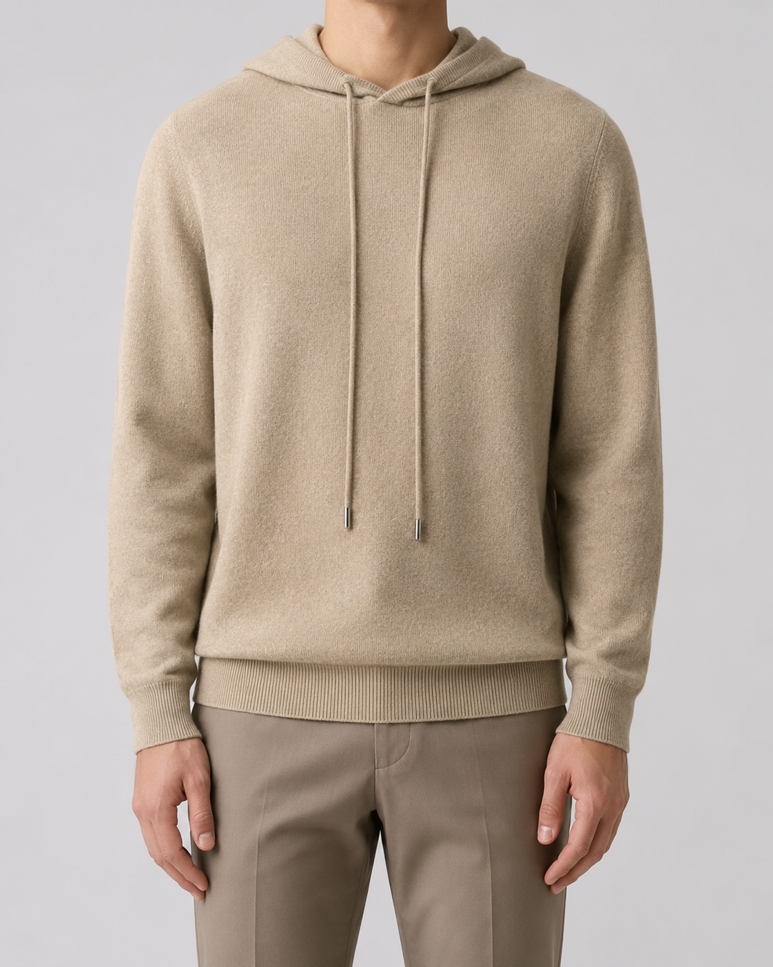 Maglione Uomo con Cappuccio in Lana e Coulisse