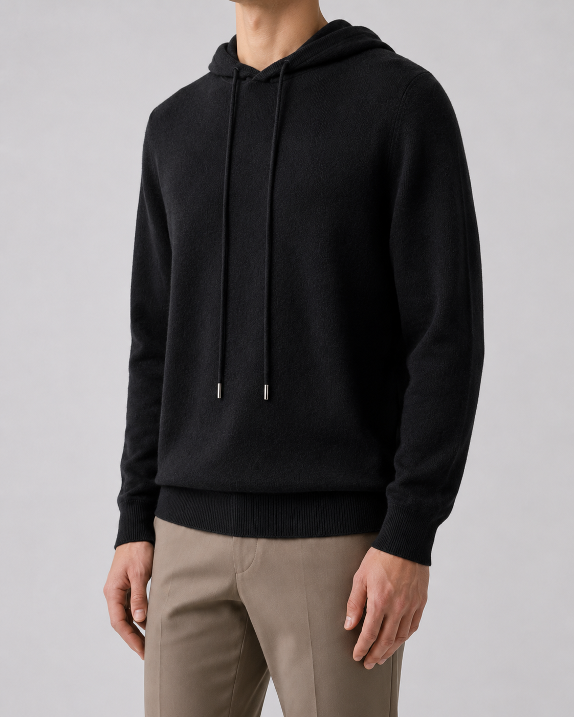 Maglione Uomo con Cappuccio in Lana e Coulisse